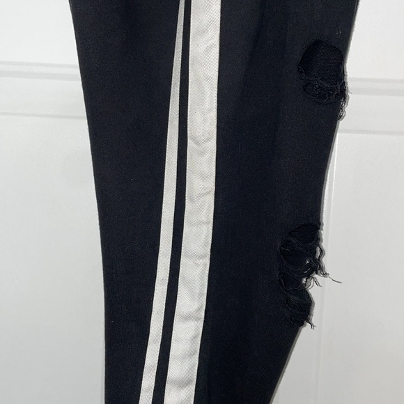 PAM & GELA Side Stripe Distressed Drawstring Elastic Stretch Track Pant Leggings - Picture 11 of 14